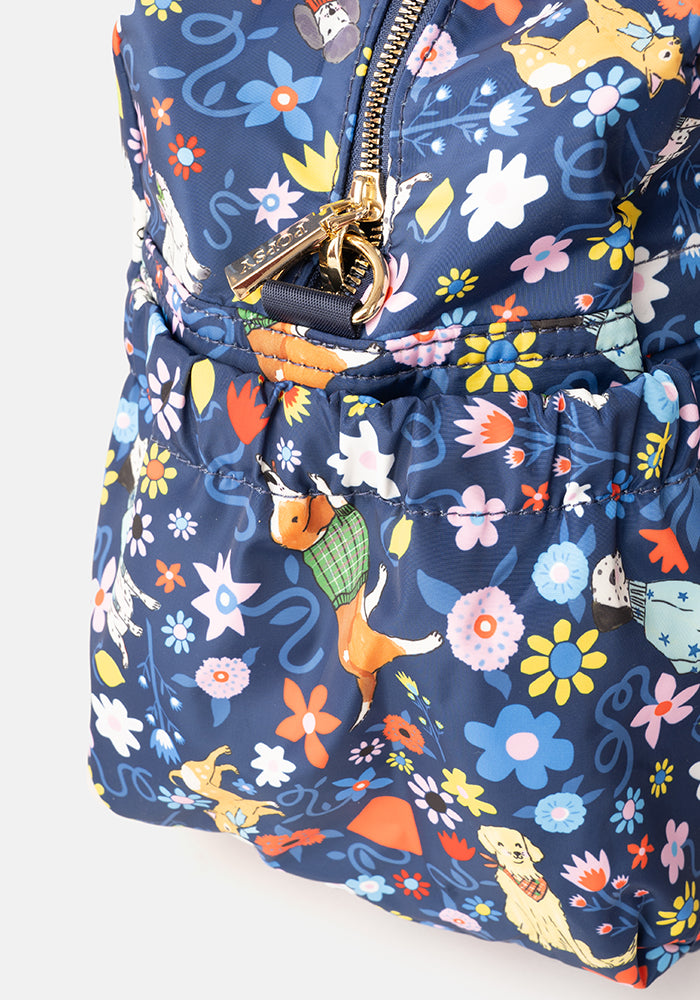 Navy Dog Garden Print Holdall