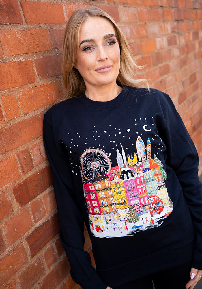 Navy London Scene Print Sweatshirt
