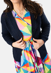 Navy Open Knit Cardigan