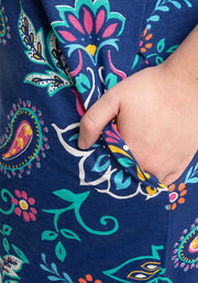 Navy Paisley Print Cotton Nightshirt