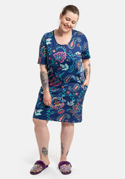 Navy Paisley Print Cotton Nightshirt