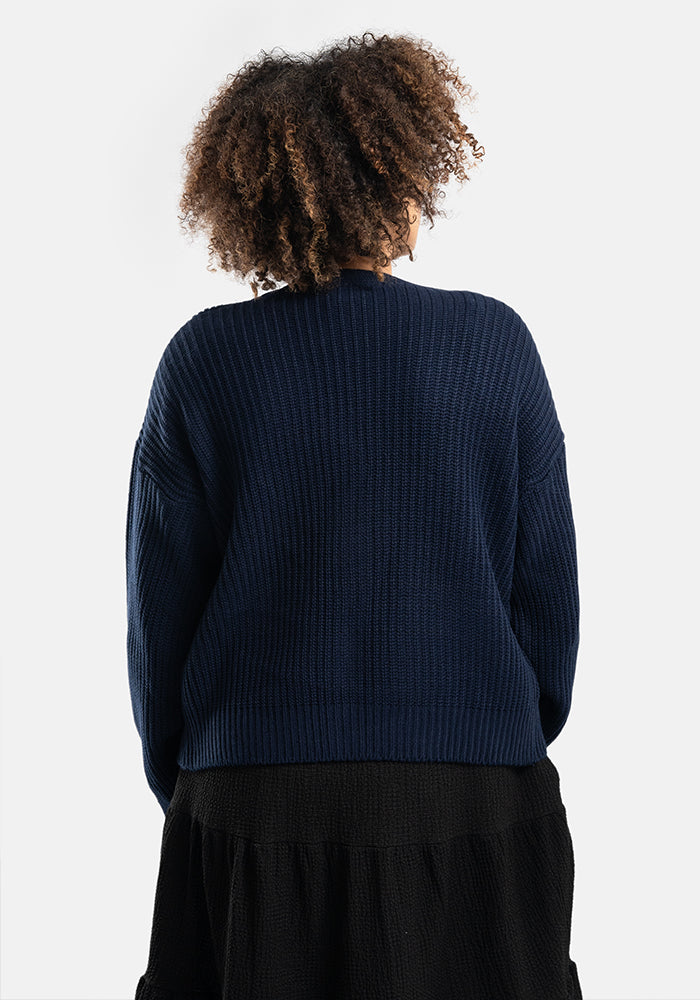 Navy Ribbed Cardigan