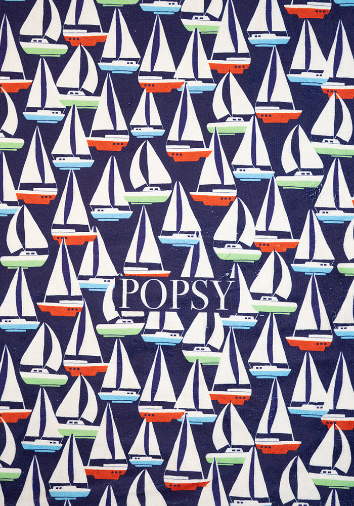 Second angle of Navy Sailboats Print Jumbo Bath Sheet