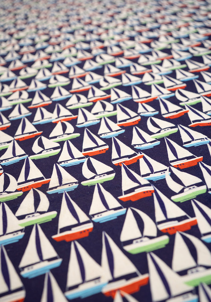 Third angle of Navy Sailboats Print Jumbo Bath Sheet