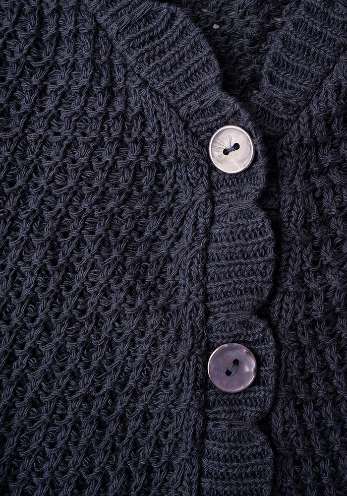 Navy Scallop Short Sleeve Cardigan