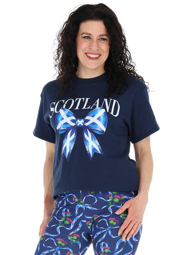 Fourth angle of Navy Scotland Graphic T-Shirt, class navy t-shirt with Scotland inspired Graphic print.