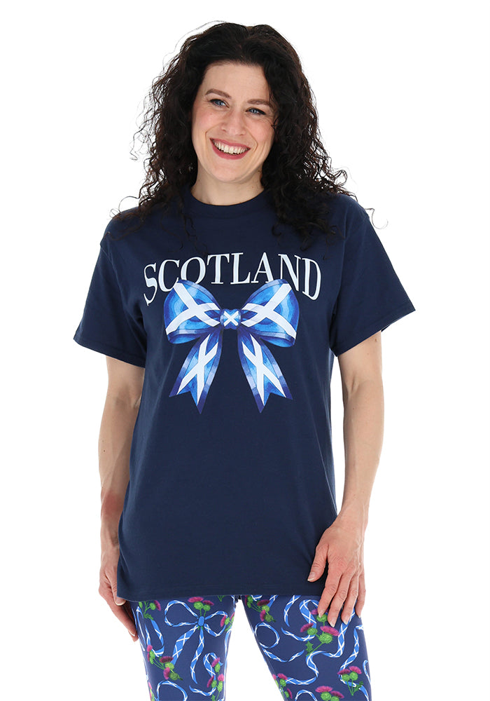 Second angle of Navy Scotland Graphic T-Shirt, class navy t-shirt with Scotland inspired Graphic print.