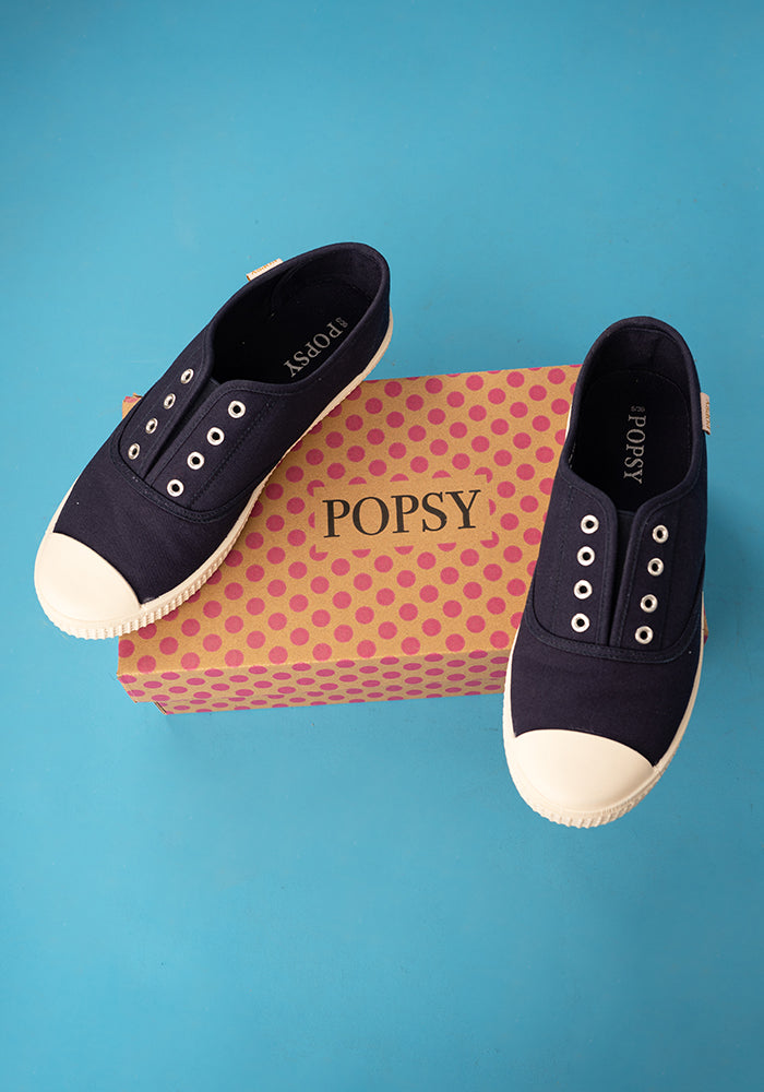 Navy Slip On Plimsole