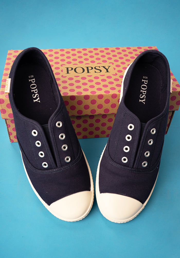 Navy Slip On Plimsole