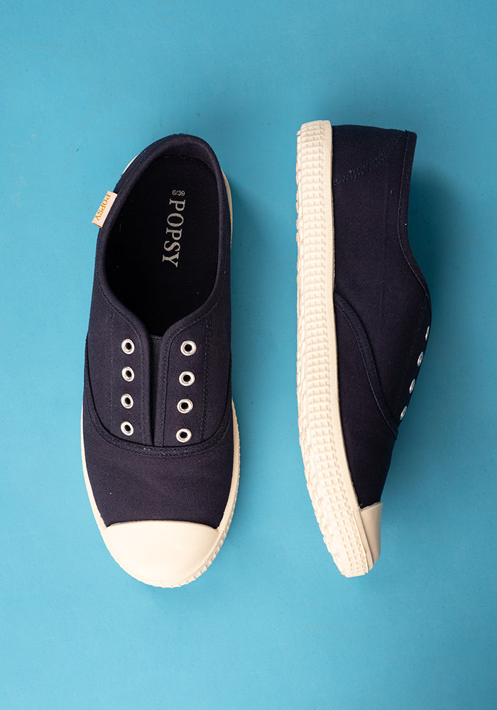 Navy Slip On Plimsole