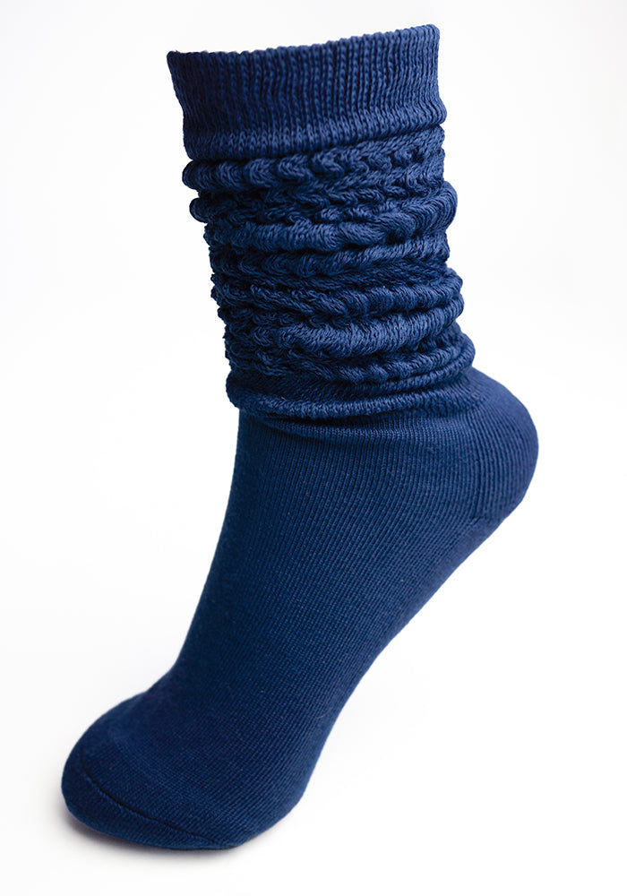 Navy Slouchy Boots Socks