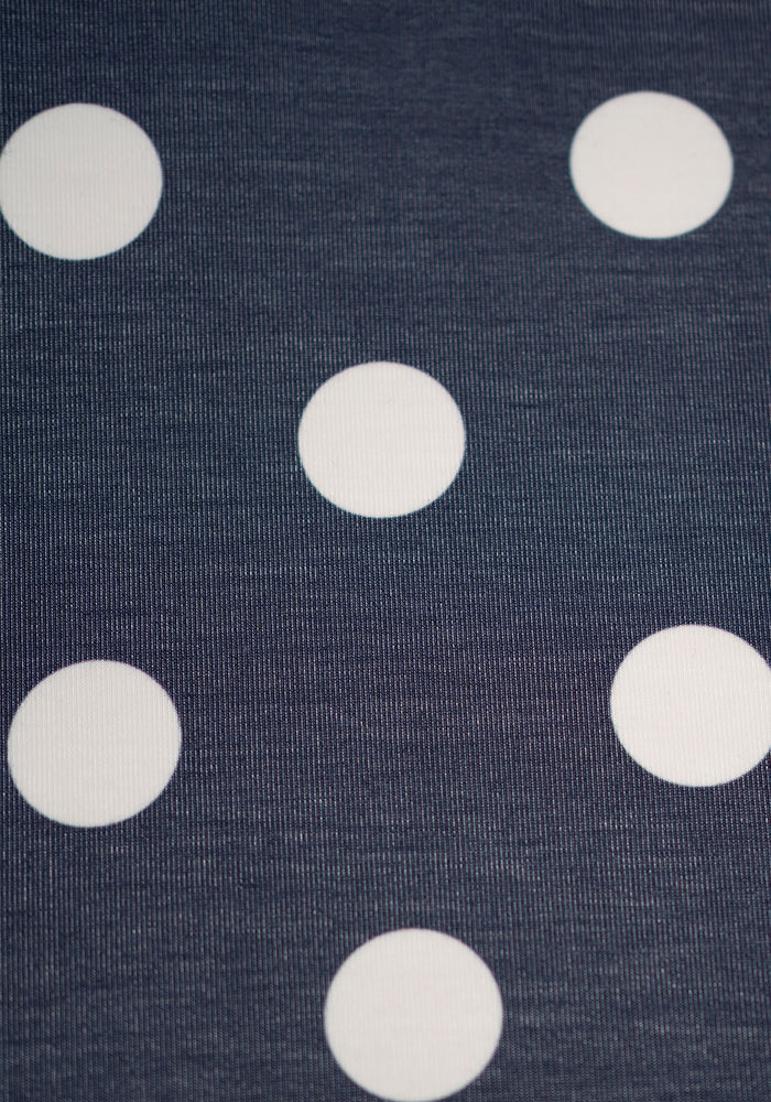 Second angle of Sullie Polka Dot Midi Length Jersey Skirt (Navy &amp; White)