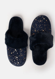 Navy Star Mule Slippers