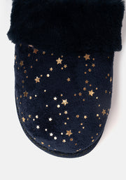 Navy Star Mule Slippers