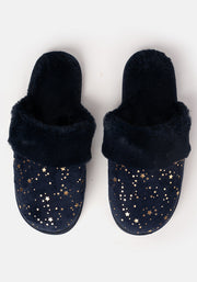 Navy Star Mule Slippers