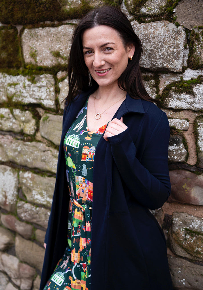 Seventh angle of Carrington Navy Ponte Dress Coat (Coatigan)