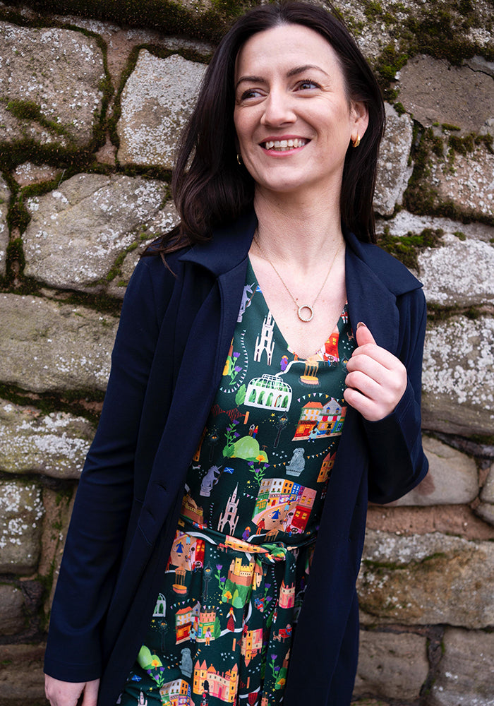 Fourth angle of Carrington Navy Ponte Dress Coat (Coatigan)