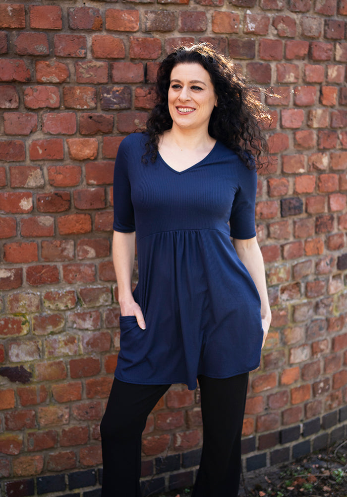 Averi Navy Rib Brush Tunic