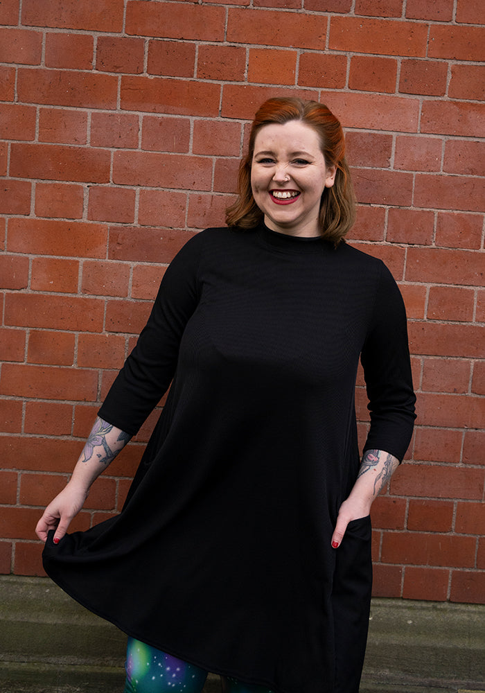 Front view of Nell Black Turtle Neck Long Line Tunic