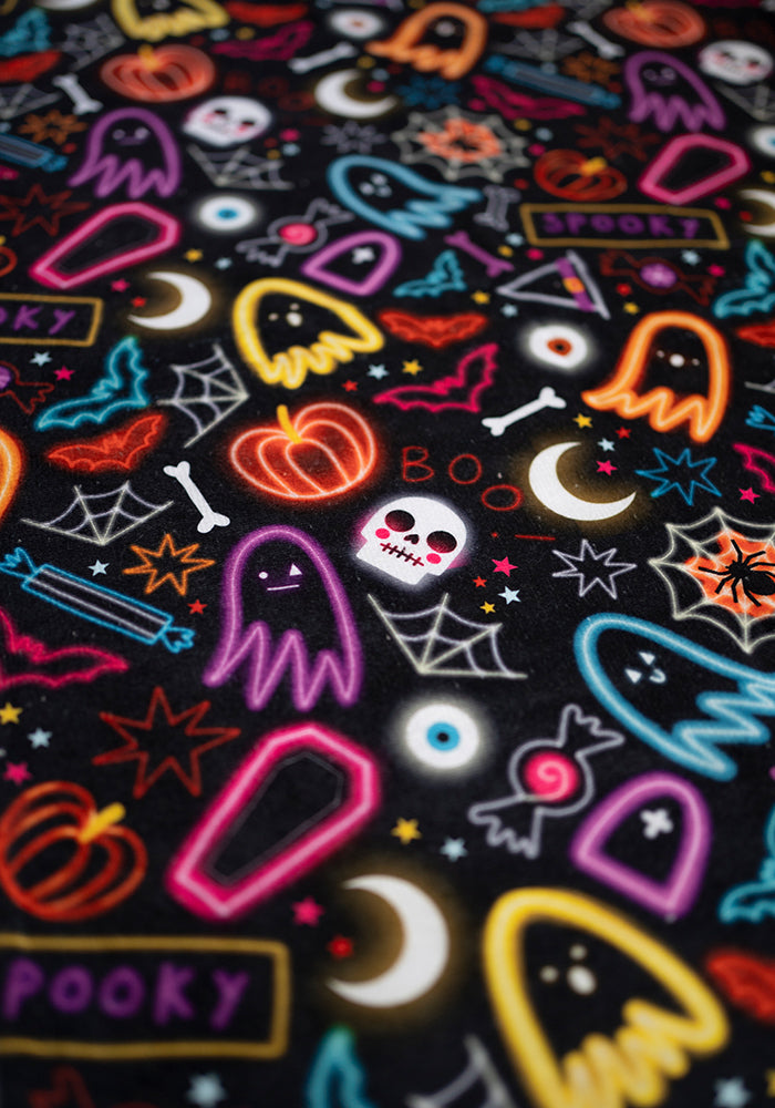 Neon Spooky Fun Print Hand Towel
