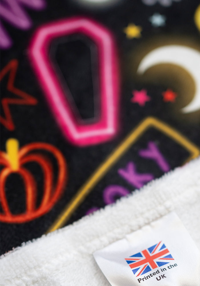 Neon Spooky Fun Print Hand Towel