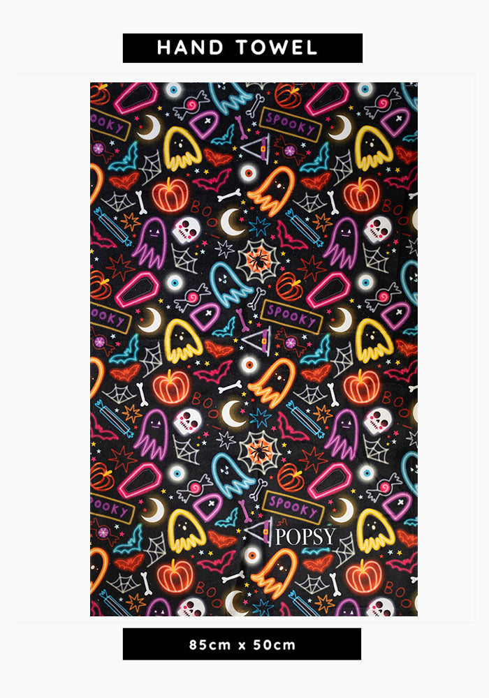 Neon Spooky Fun Print Hand Towel
