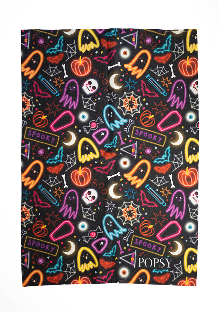 Neon Spooky Fun Print Tea Towel