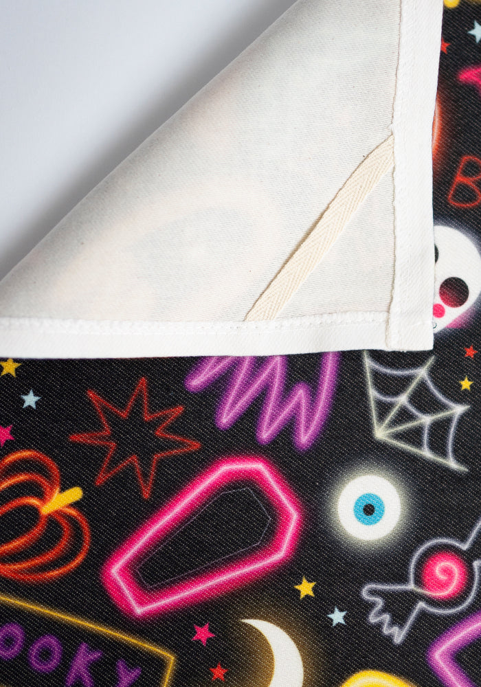 Neon Spooky Fun Print Tea Towel