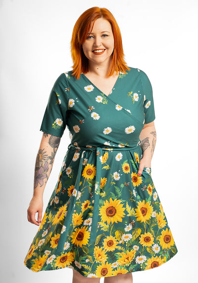 Ness Sunflower And Bee Border Print Dress