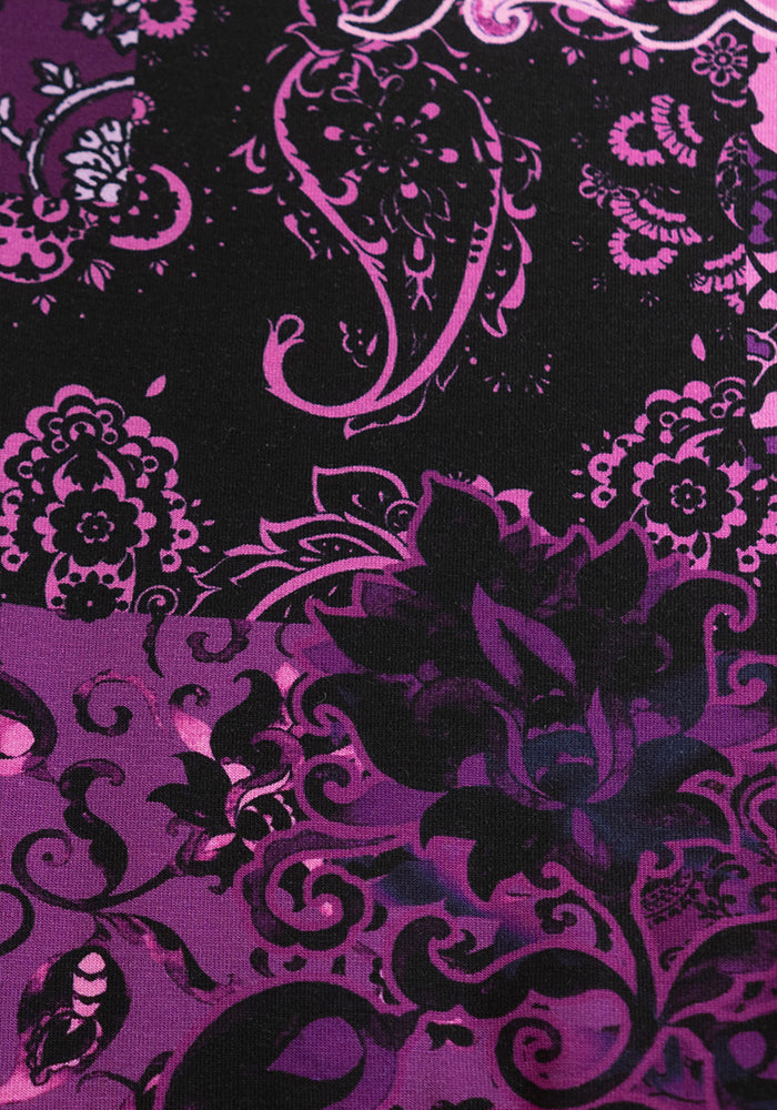 Nia Plum Patchwork Paisley Print Cotton Midi Dress