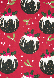 Children's Christmas Puddings Print Cotton T-Shirt (Crimson)