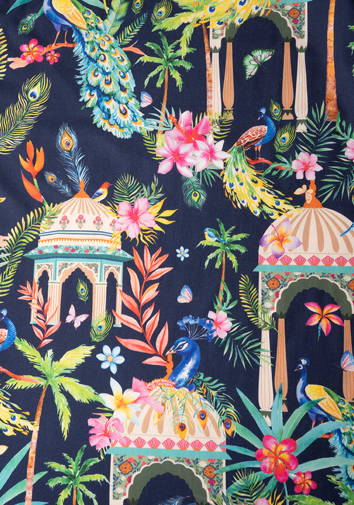 Second angle of Nila Peacock Palace Border Print Midi Dress