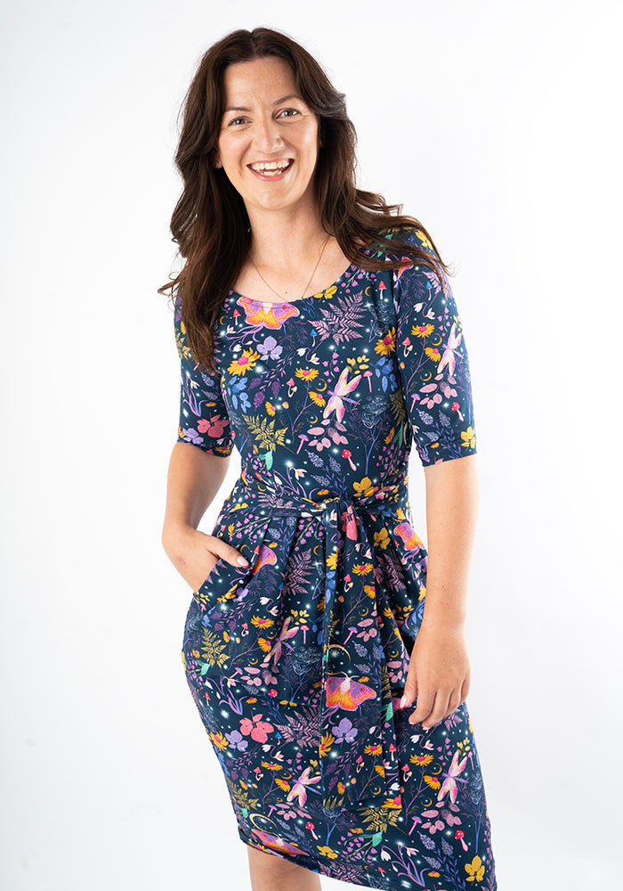 Fourth angle of Nixie Magical Moth Print Cotton Dress