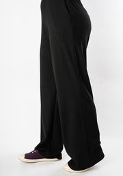 Noah Textured Black Full Leg Pull On Trousers