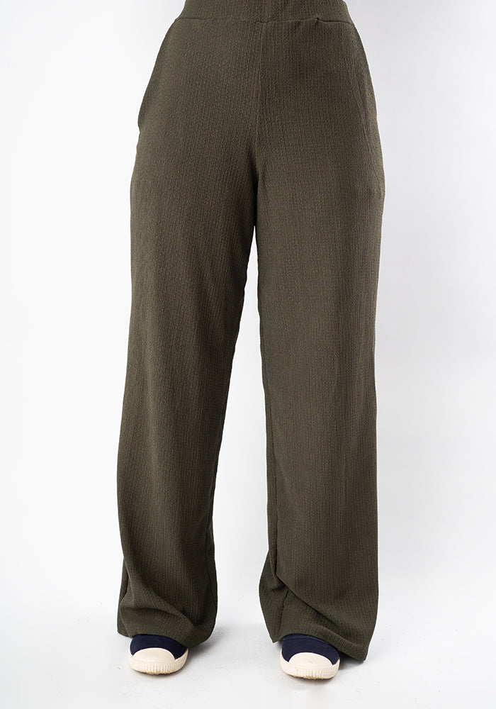 Noah Textured Khaki Full Leg Pull On Trousers