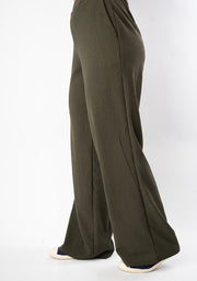 Noah Textured Khaki Full Leg Pull On Trousers