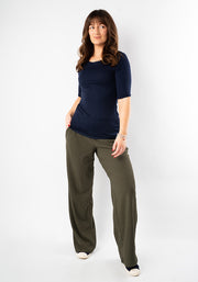 Noah Textured Khaki Full Leg Pull On Trousers