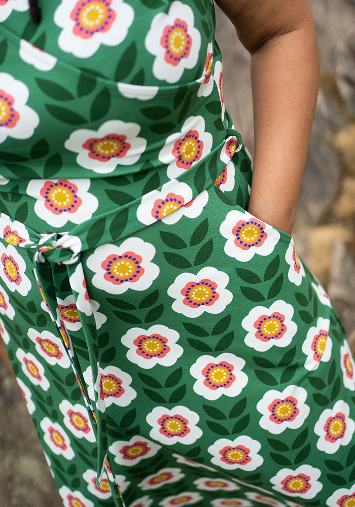 Norette Retro Floral Print Cotton Midi Dress