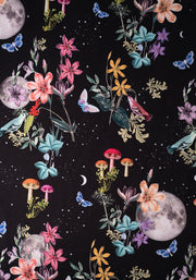 Amari  Midnight Botanical Print Pull On Wide Leg Culotte Trouser