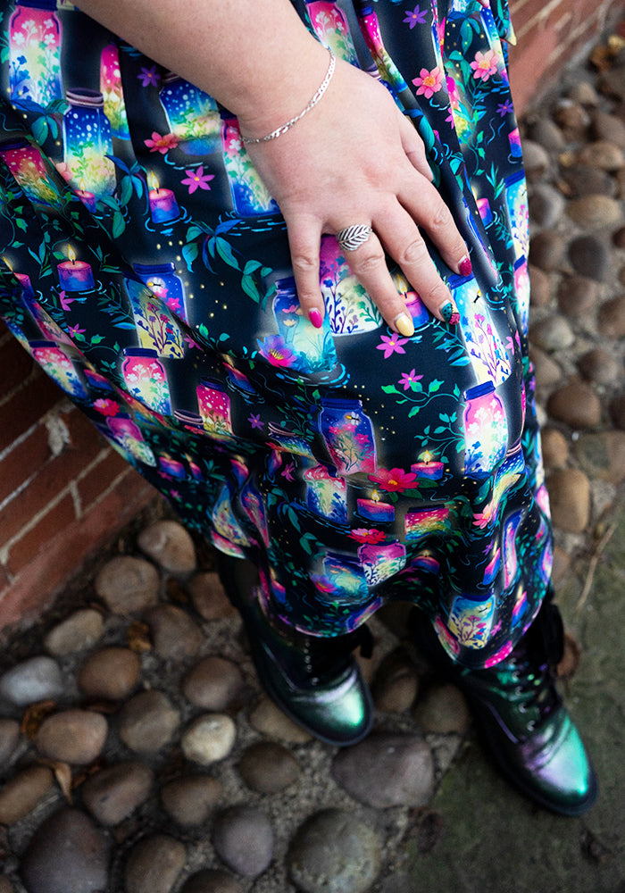 Tenth angle of Nura Illuminated Jars &amp; Candles Print Midi Dress
