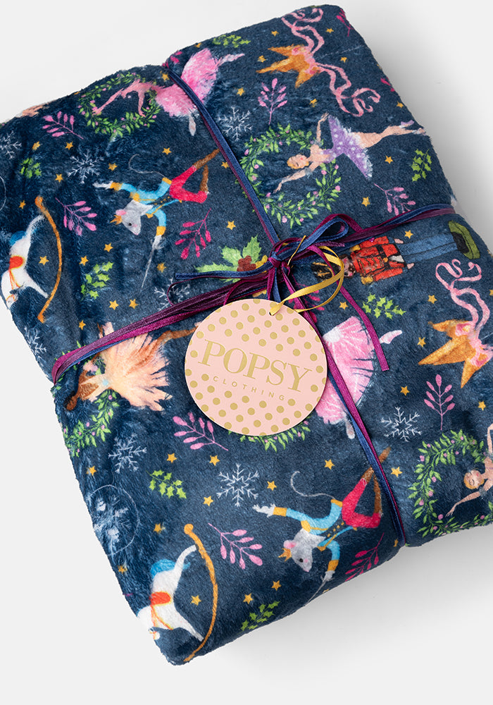 Pop-under Nutcracker Print Plush Blanket