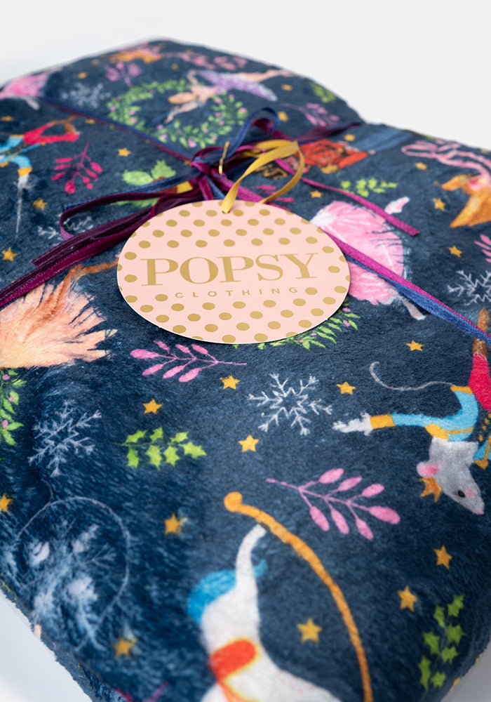 Pop-under Nutcracker Print Plush Blanket