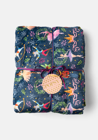 Pop-under Nutcracker Print Plush Blanket