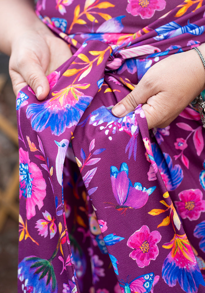 Eighth angle of Nyra Painted Bird Print Dress