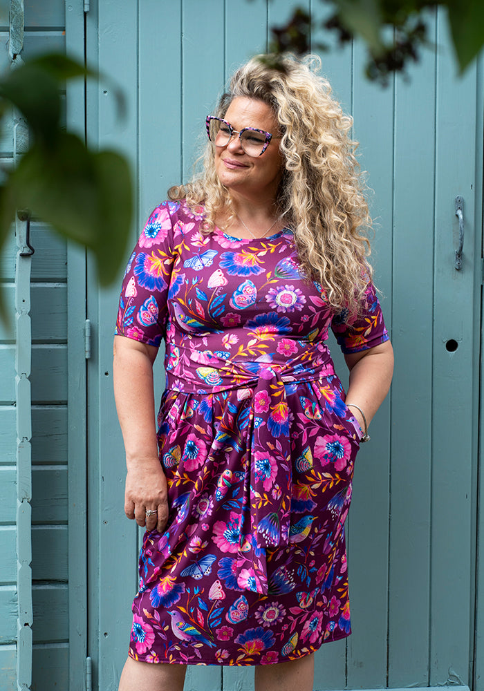 Ninth angle of Nyra Painted Bird Print Dress