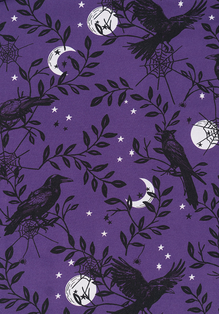 Nyx Purple Raven Print Cotton Dress