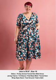 Odine Pretty Animal Print Tiered Hem Midi Dress