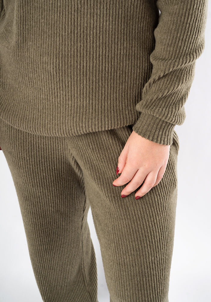 Seventh angle of Oakes Khaki Loungewear Set