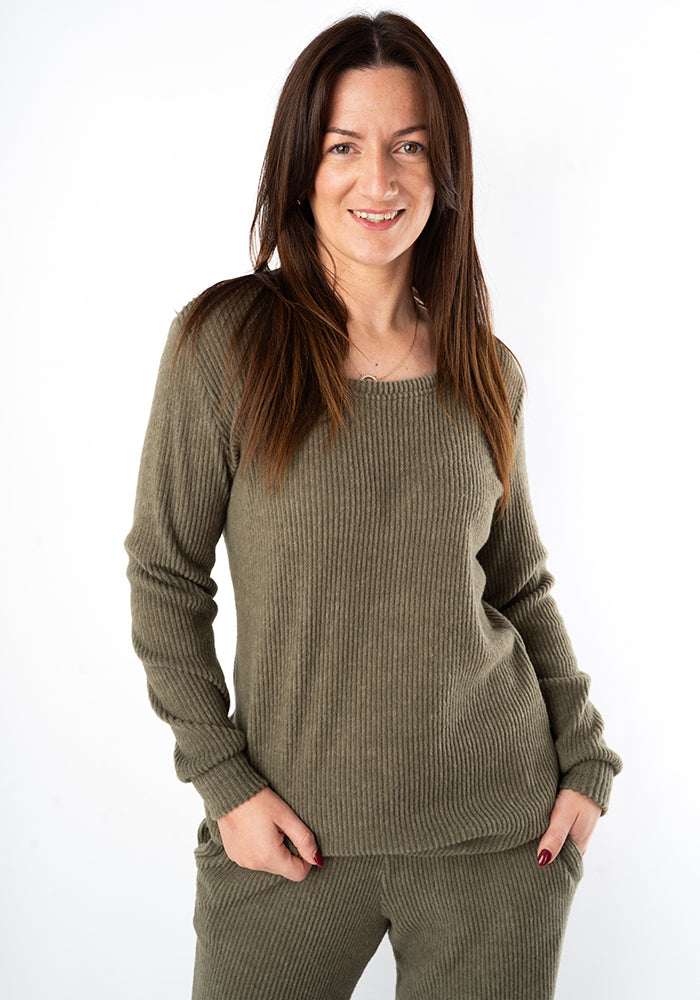 Tenth angle of Oakes Khaki Loungewear Set