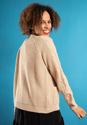 Oatmeal Cable Sleeve Cardigan